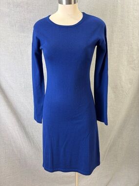 Garnet Hill Cobalt Blue 100% Merino Wool Sweater Dress Long Sleeve XS Office